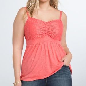 NWT Torrid Coral Crochet Babydoll Tank Top Size 1